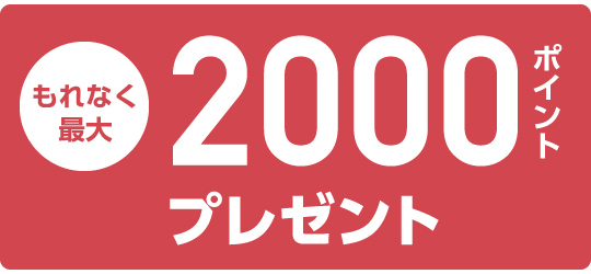 最大2,000ポイントプレゼント